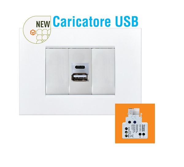 Unità di Alimentazione USB 5V 2,1A + C 1 Modulo Keystone